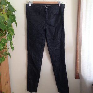 Zara Black Coated Moto Skinny Pants